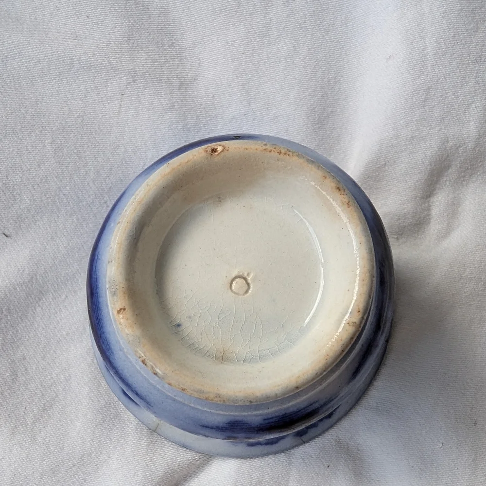Antique J. Meir & Son England Kirkee Flow Blue Oriental Landscape Cup & Saucer